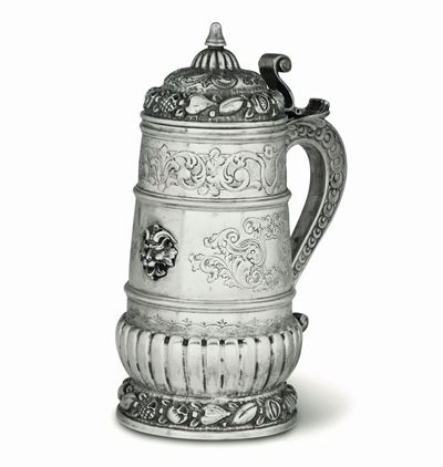 Tankard in Argento. Manifattura Artistica del XX Secolo. Italia (?) Apparentemente Privo di Bolla...