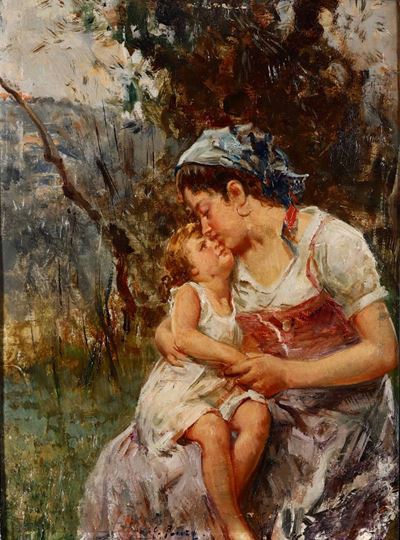 Giovanni Panza (1894 - 1989)ritratto di Donna con Bambino