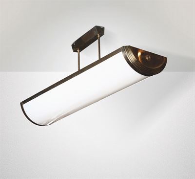 Plafoniera con Struttura in Ottone e Diffusore in Plexiglass.
