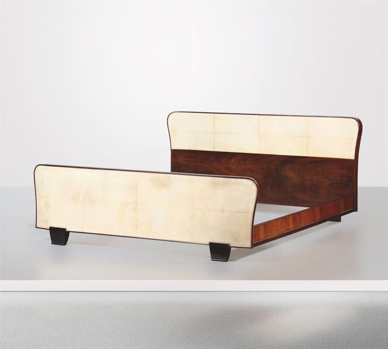 A wood and sheepskin bed, Italy, 1940s  - Auction Design - Cambi Casa d'Aste