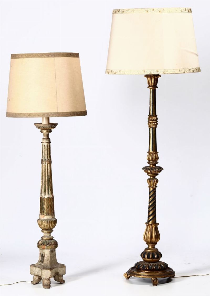 Due candelieri da terra trasformati in lampada  - Auction Paintings and Furnitures - Cambi Casa d'Aste