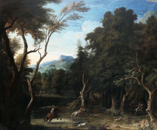 Scuola italiana del XVIII secolo La caccia al cervo