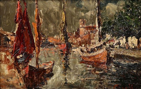 Mario Acerbi (1887 - 1982) Vele e barche di Viareggio