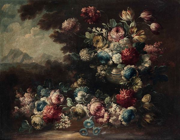 Scuola piemontese del XVIII secolo Natura morta con vaso di fiori