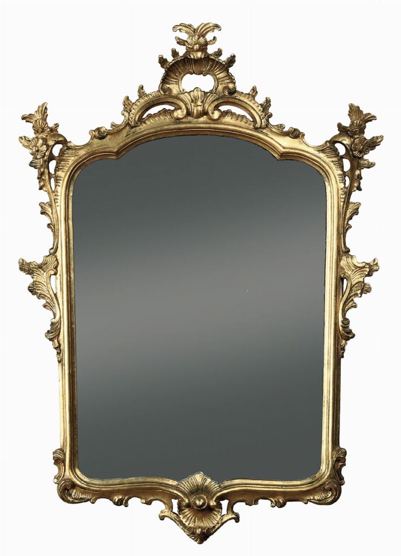 Specchiera in legno intagliato e dorato, XX secolo  - Auction Antiques III - Timed Auction - Cambi Casa d'Aste