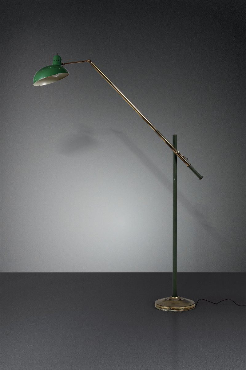 A brass and aluminum floor lamp, Italy, 1950s  - Auction Design - Cambi Casa d'Aste