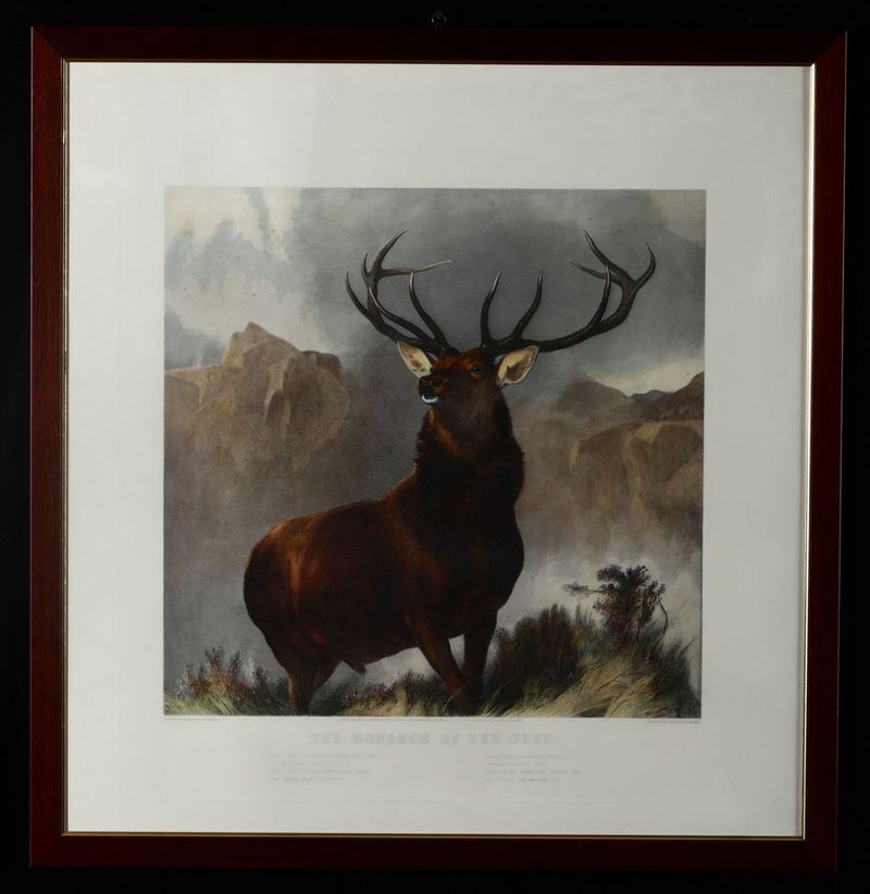 Stampa raffigurante cervo, Inghilterra  - Auction Antiques III - Timed Auction - Cambi Casa d'Aste