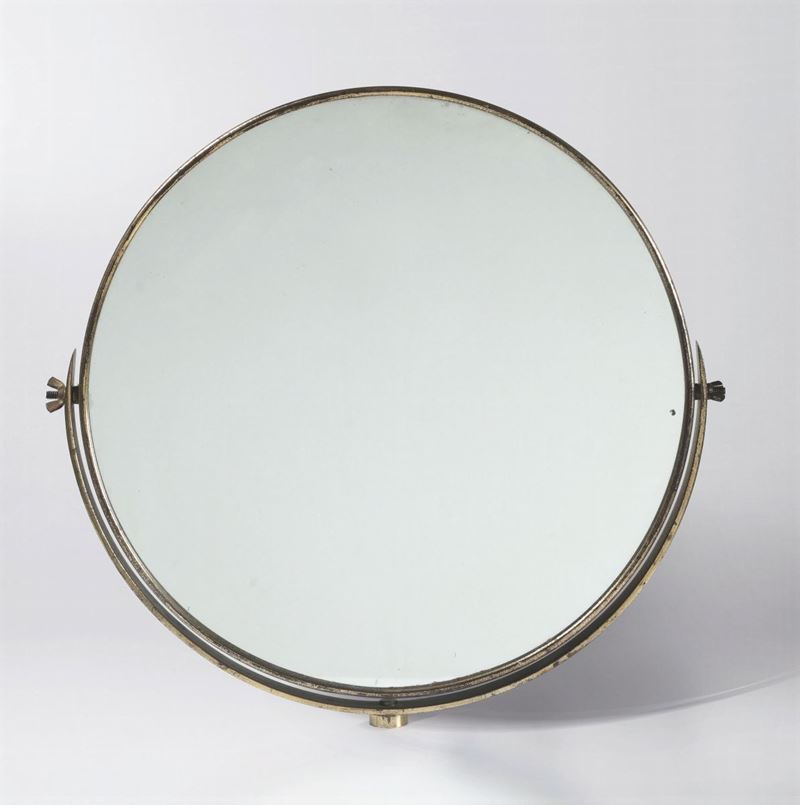 Specchio basculante da mobile, profilo in ottone e vetro specchiato.  - Asta Design - Cambi Casa d'Aste