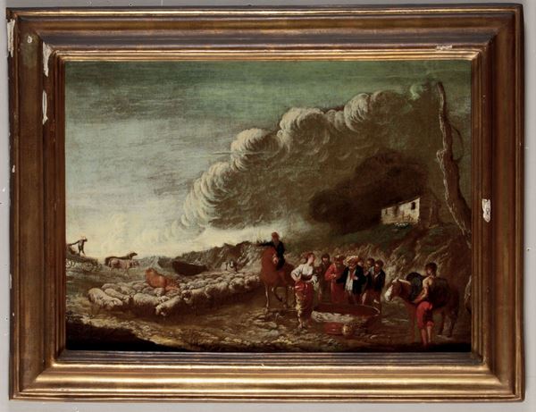 Antonio Travi (1608-1665) Paesaggio con pastori e armenti