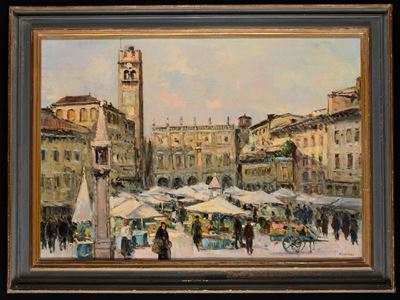 Mario Capuzzo (1902 - 1978)piazza delle Erbe a Verona