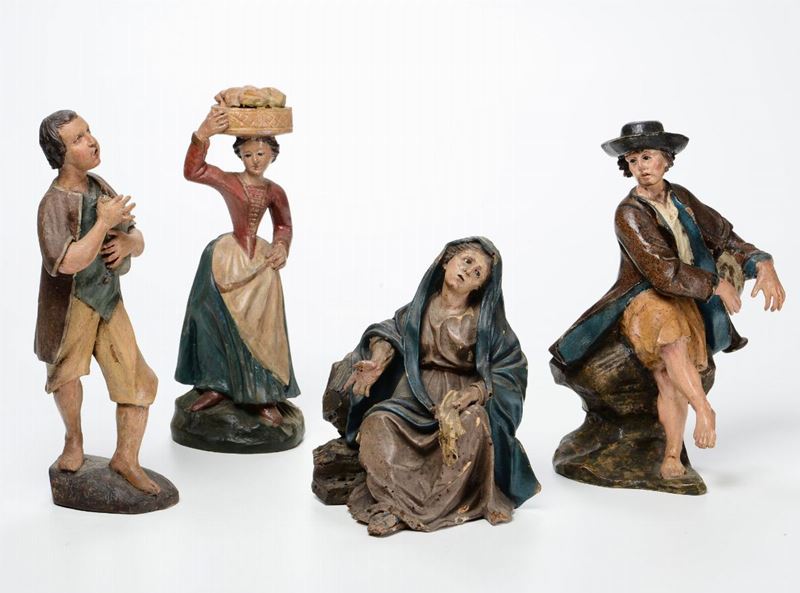 Insieme di quattro figure, Genova, XVII-XVIII secolo  - Asta Arredi, Dipinti e Oggetti d'Arte - Cambi Casa d'Aste