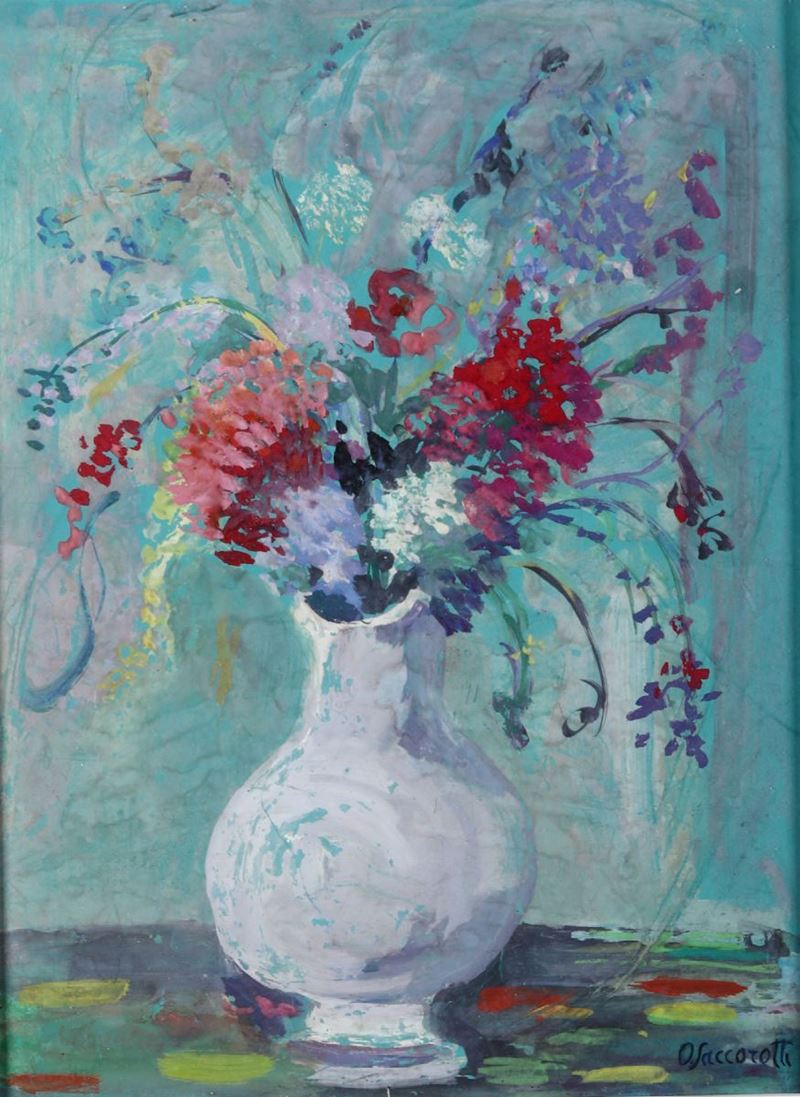 Oscar Saccorotti (1898 - 1986) Vaso di fiori  - Asta Antiquariato e dipinti  IV | Asta a Tempo - Cambi Casa d'Aste