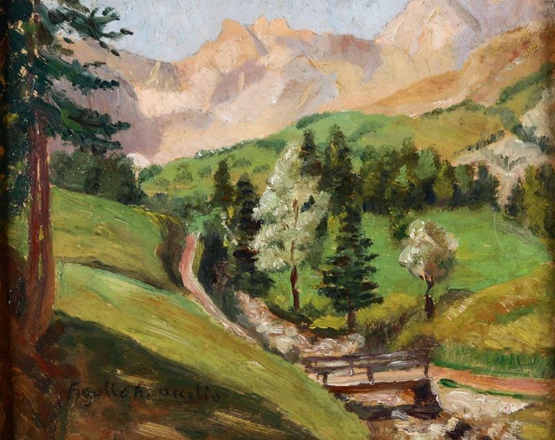 Armando Figallo (1892-1984) Veduta campestre  - Auction Paintings of the 19th-20th century - Timed Auction - Cambi Casa d'Aste