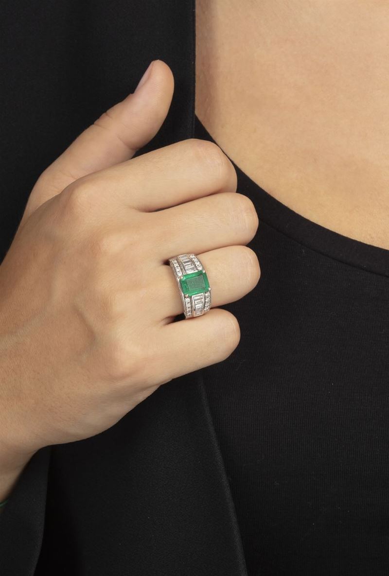 Emerald and diamond ring  - Auction Fine Jewels  - Cambi Casa d'Aste