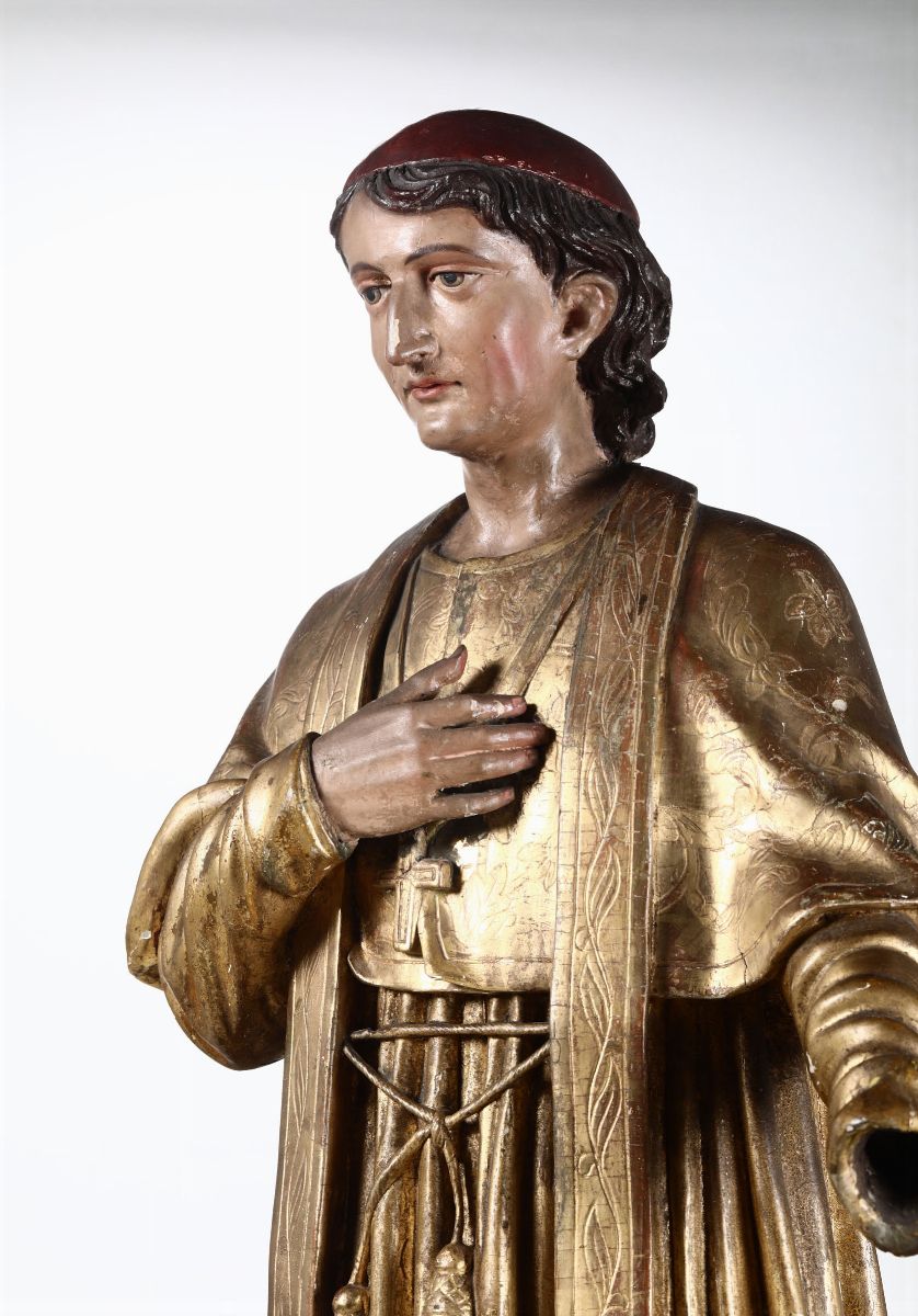Santo in Legno Scolpito, Dorato e Dipinto. Scultore Italiano del XIX-XX Secolo