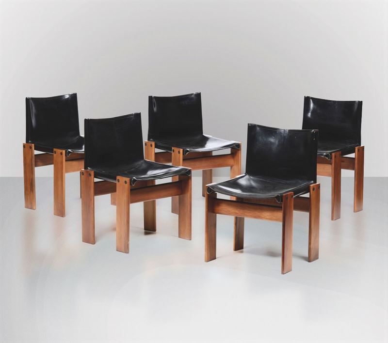 Afra & T. Scarpa, set of five chairs, Italy, 1970s  - Auction Design - Cambi Casa d'Aste