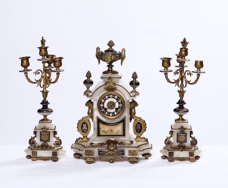 Trittico in Alabastro e Bronzo Dorato, Francia XIX Secolo