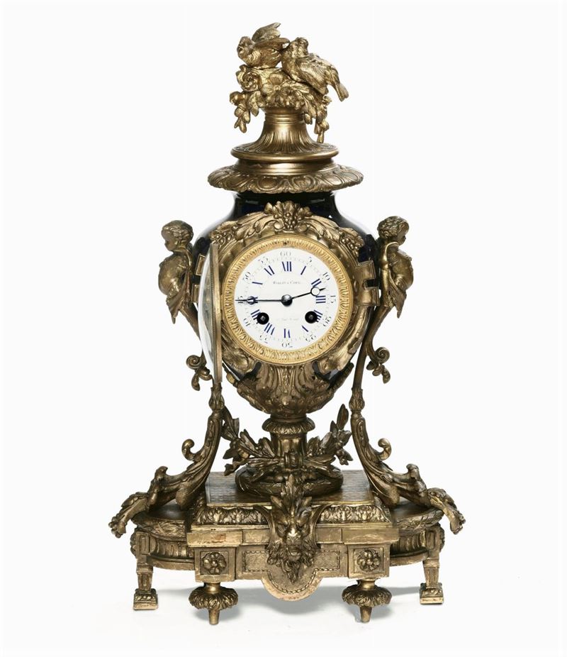 Pendola in maiolica e bronzo dorato. Francia XIX secolo  - Auction Fine Art - Cambi Casa d'Aste