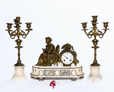 Trittico in Alabastro e Metallo Dorato. Francia XIX Secolo