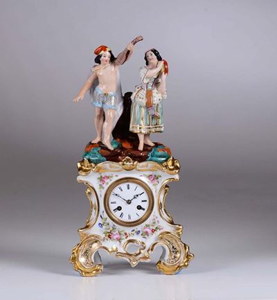 Pendola in Porcellana Dipinta. Jacob Petit, Francia XIX Secolo