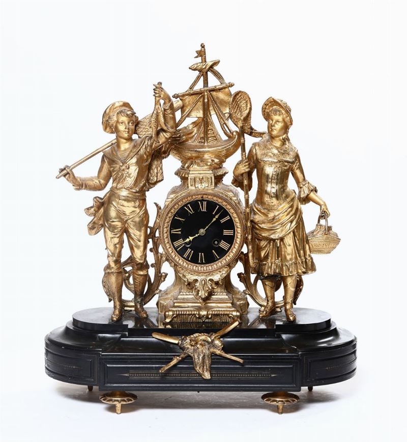 Pendola con Pescatorelli. Francia XIX Secolo