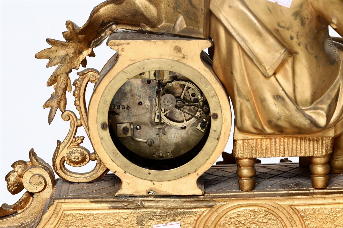Pendola in Bronzo Raffigurante Denis Papin. Francia XIX Secolo