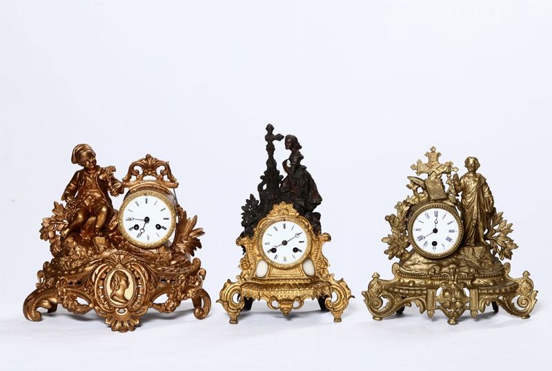 Tre Pendole Figurate. Francia XIX Secolo