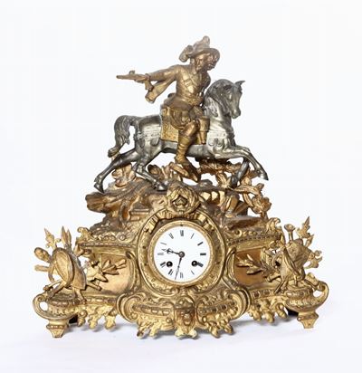 Pendola in Metallo Dorato e Argentato. Francia XIX Secol