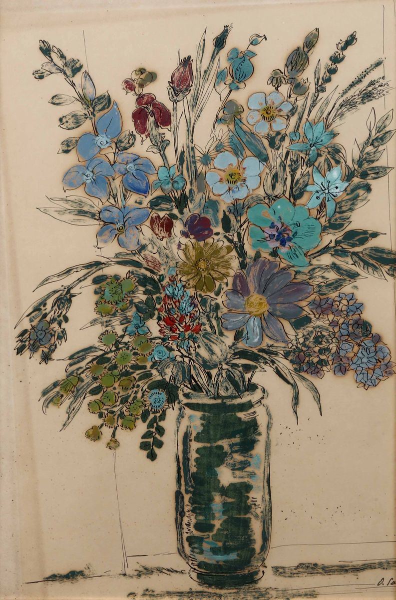 Oscar Saccorotti (1898 - 1986) Natura morta con fiori in vaso  - Auction 19th and 20th Century Paintings - Cambi Casa d'Aste
