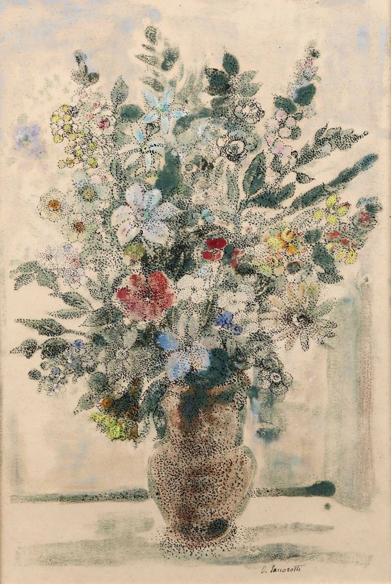 Oscar Saccorotti (Roma 1898 - Recco 1986) Natura morta con fiori in vaso  - Auction 19th and 20th Century Paintings - Cambi Casa d'Aste
