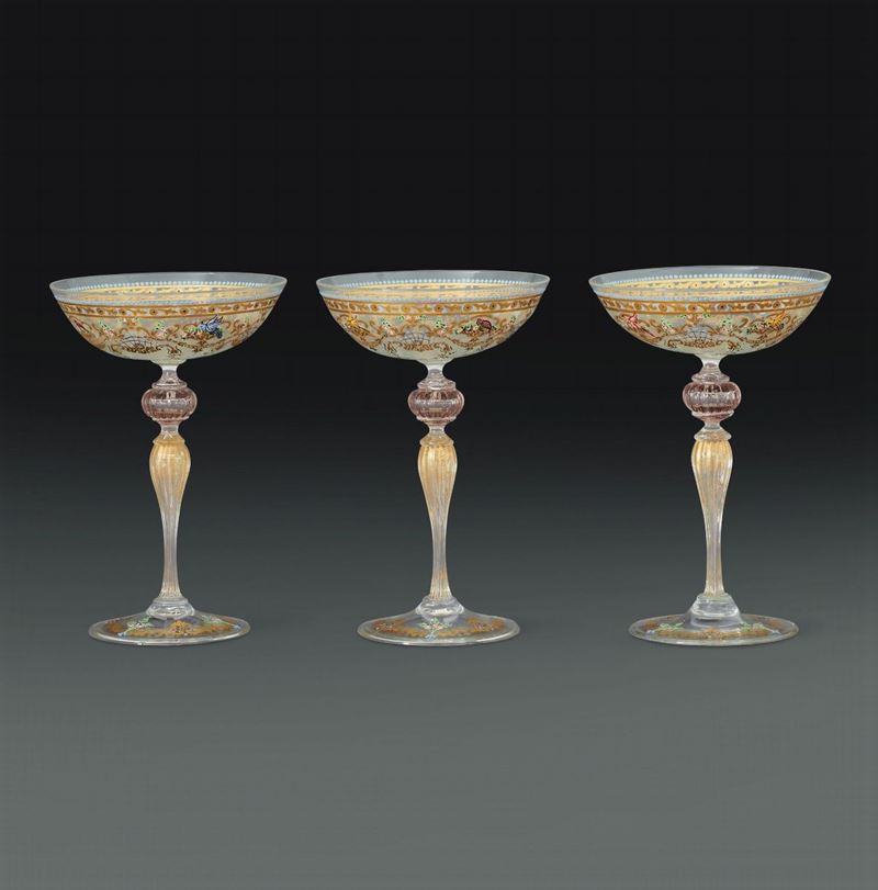 Dodici coppe “E42” Murano, Manifattura Salviati-Camerino-Tedeschi, 1942 circa  - Auction L'Art de la Table - Cambi Casa d'Aste