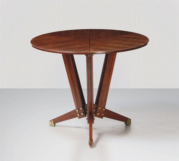 A wood and brass table, Italy, 1950s