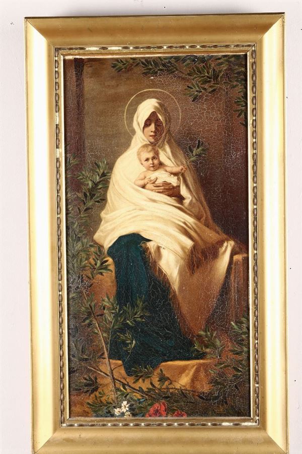 Nicolò² Barabino (1832-1891), riproduzione su cartone Madonna con Bambino