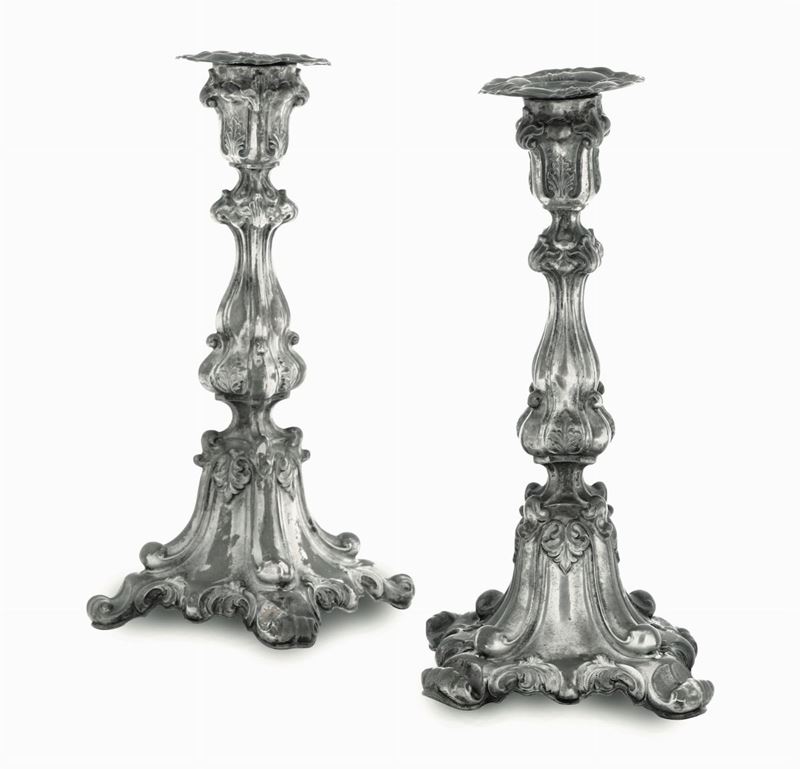 Two silver candle holders, Austria-Hungary, late 1800s  - Auction Silvers - Timed Auction - Cambi Casa d'Aste