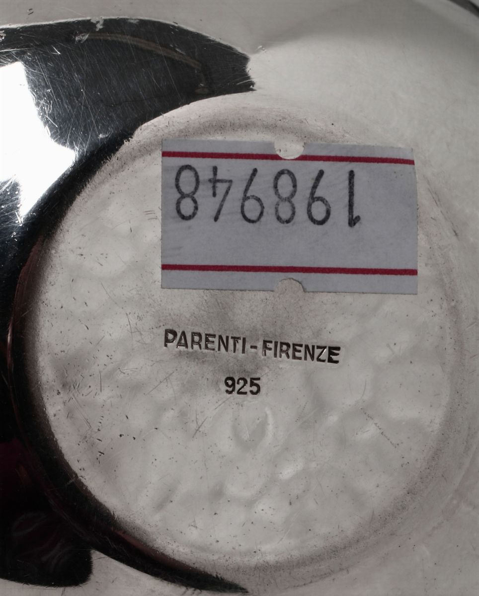 Cestino in Argento Primo Titolo Fuso e Cesellato. Argenteria Artistica Italiana. Argentiere Paren...