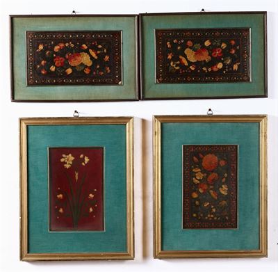 Lotto di Sei Piccoli Dipinti con Fiori