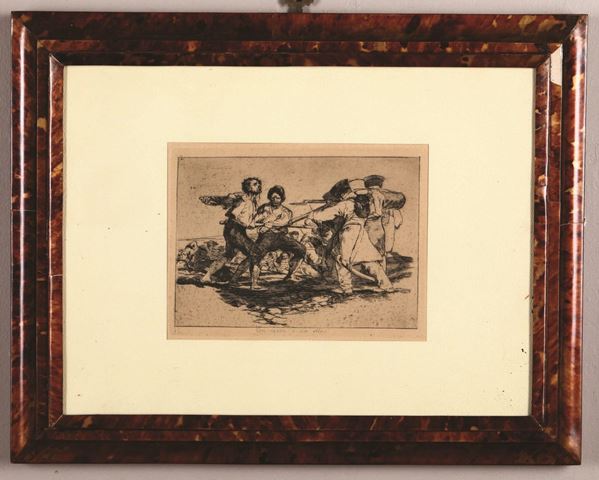 Goya, Francisco Tauromachia,due incisioni e altre tre nel lotto