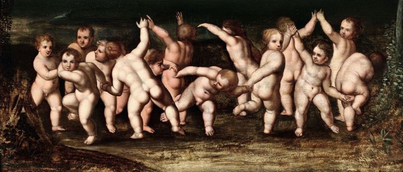 Hendrick Van Balen (Anversa 1575 - 1632), attribuito a Danza di amorini  - Auction Fine Art - Cambi Casa d'Aste