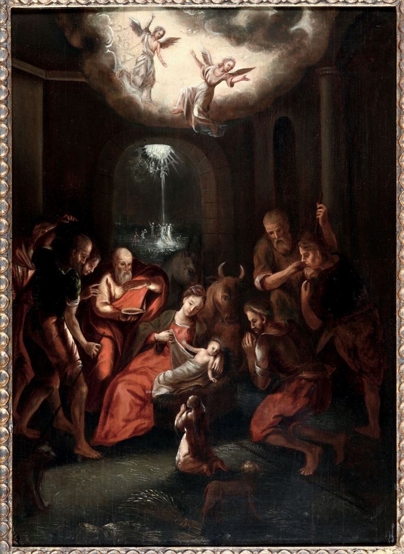 Hans von Aachen (1552-1615), cerchia di Adorazione dei pastori  - Auction Fine Art - Cambi Casa d'Aste