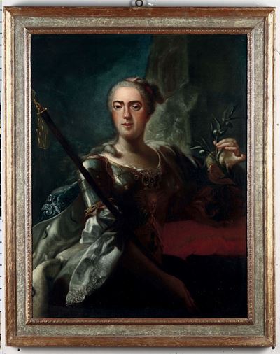 Scuola Francese del XVIII Secoloritratto di Dama Come Minerva