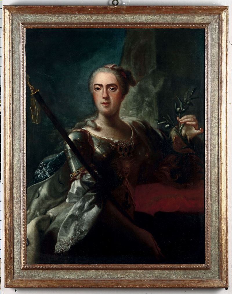 Scuola francese del XVIII secolo Ritratto di dama come Minerva  - Auction Fine Art - Cambi Casa d'Aste
