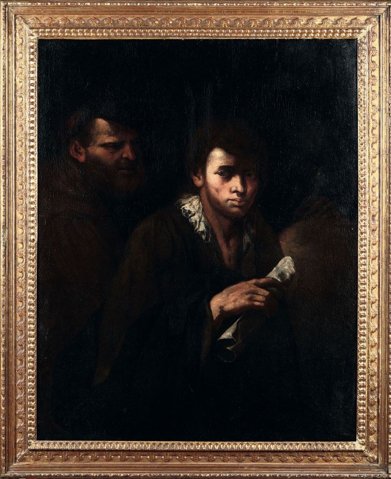 Scuola spagnola del XVII secolo Giovane uomo con cartiglio  - Auction Fine Art - Cambi Casa d'Aste