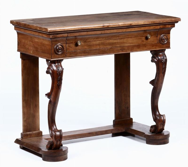 Consolle in noce ad un cassetto, XIX secolo  - Auction Furniture | Cambi Time - Cambi Casa d'Aste