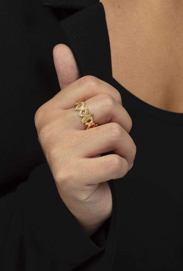 Gold and diamond Love & Kisses ring. Paloma Picasso for Tiffany & Co.