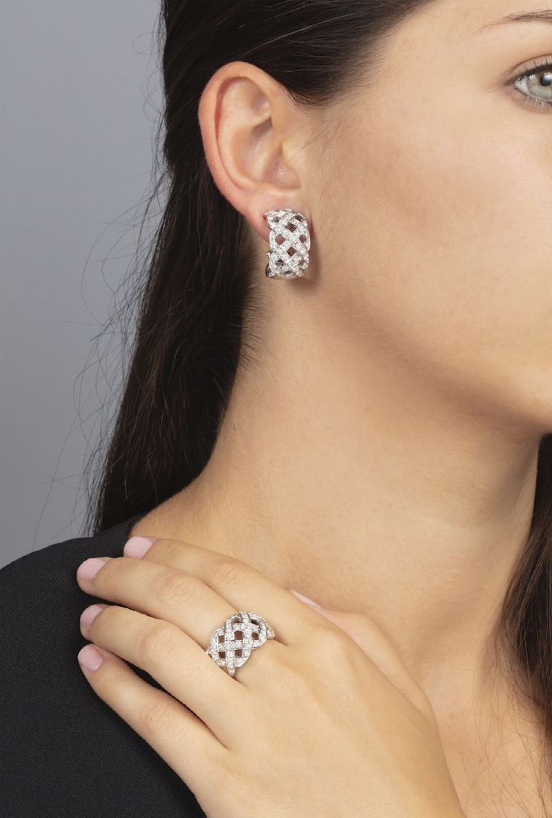 Demi-parure composta da anello ed orecchini con diamanti  - Auction Jewels - Time Auction - Cambi Casa d'Aste