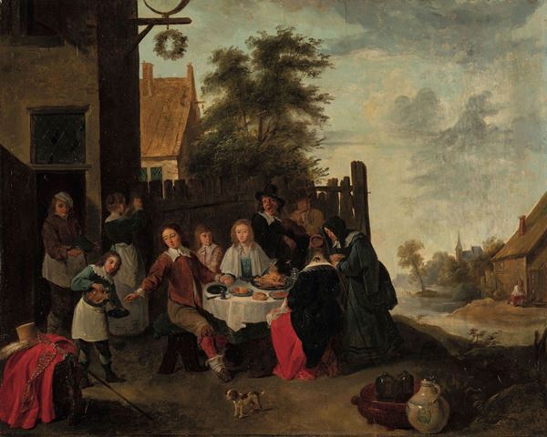 David Teniers detto il Giovane (Anversa 1610 - Bruxelles 1690), attribuito a La festa del Figliol Pro [..]