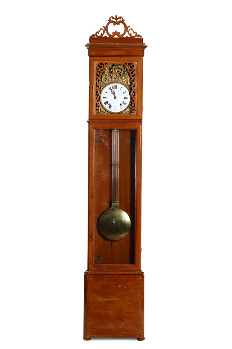 Pendola da terra con cassa in legno, XIX secolo  - Asta Pendole e orologi  - Cambi Casa d'Aste