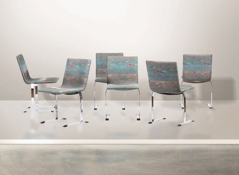 Saporiti, six chairs, Italy, 1970s  - Auction Twentieth-century furnishings | Time Auction - Cambi Casa d'Aste