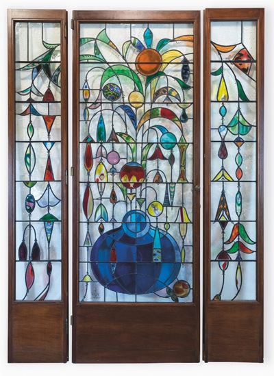Anzolo Fuga, Vetrate a piombo con decoro astratto policromo (Murano, 1960 ca.)