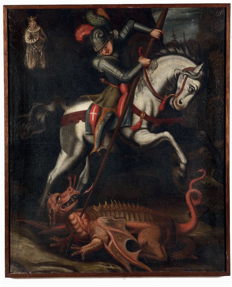 Scuola del XVII secolo S. Giorgio e il drago  - Auction Fine Art - Cambi Casa d'Aste
